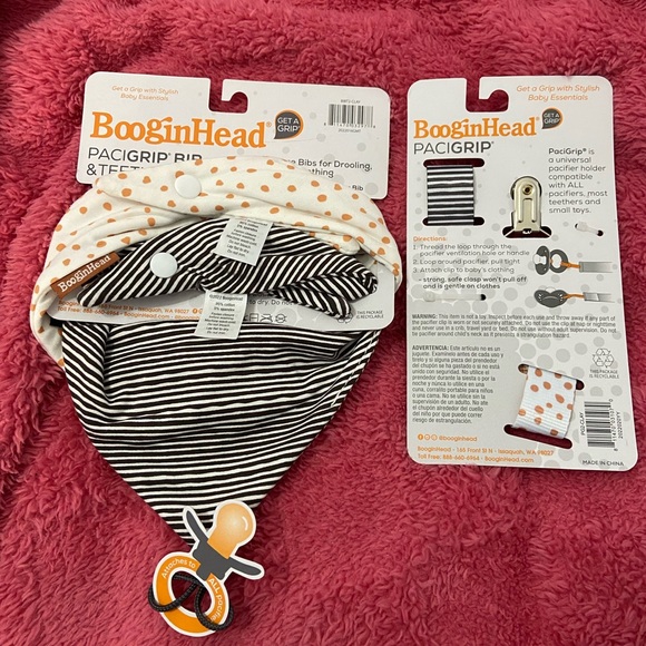 BooginHead Universal Pacifier Clips and Bibs Set Terracotta  New - Picture 3 of 5